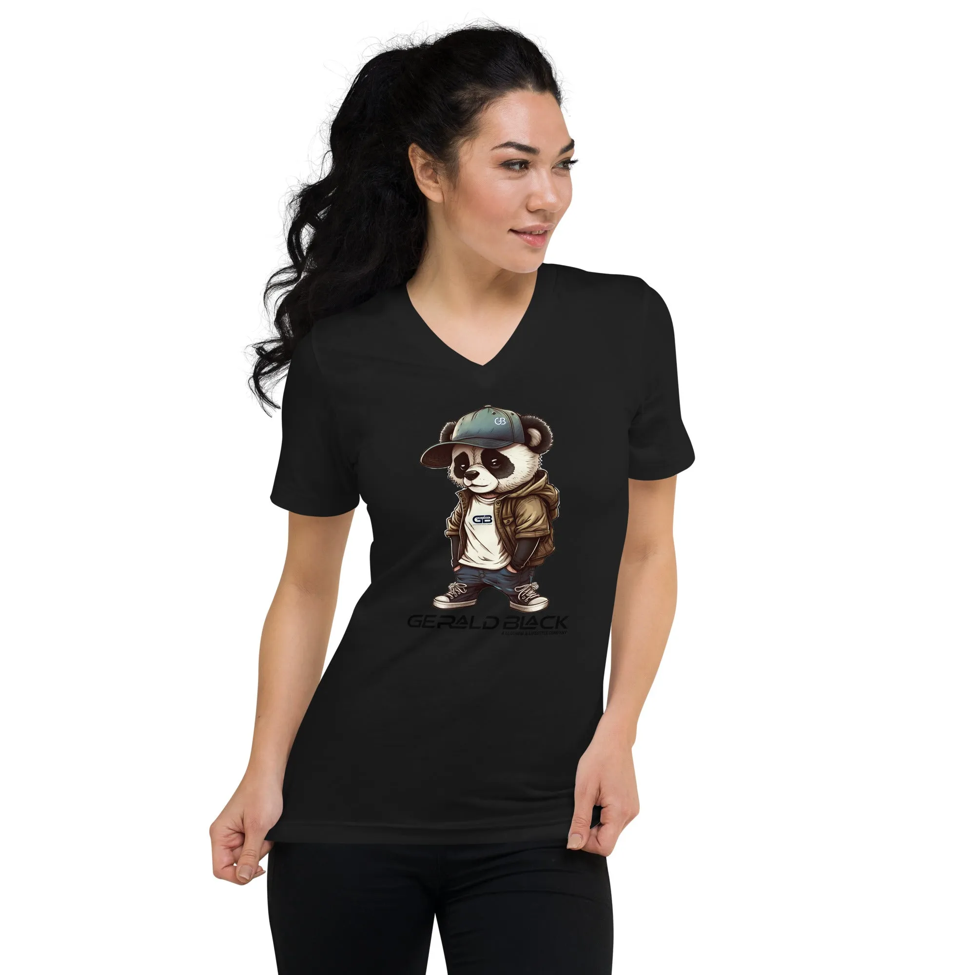 Gerald Black Signature Unisex Short Sleeve V-Neck Panda T-Shirt