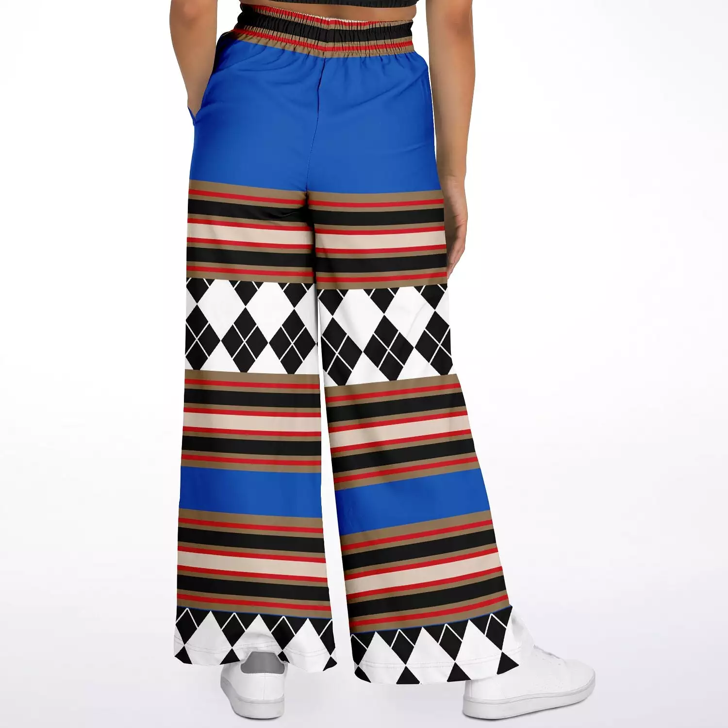 Gold Line Blue Eco-Poly Stretchy Phat Bellbottoms