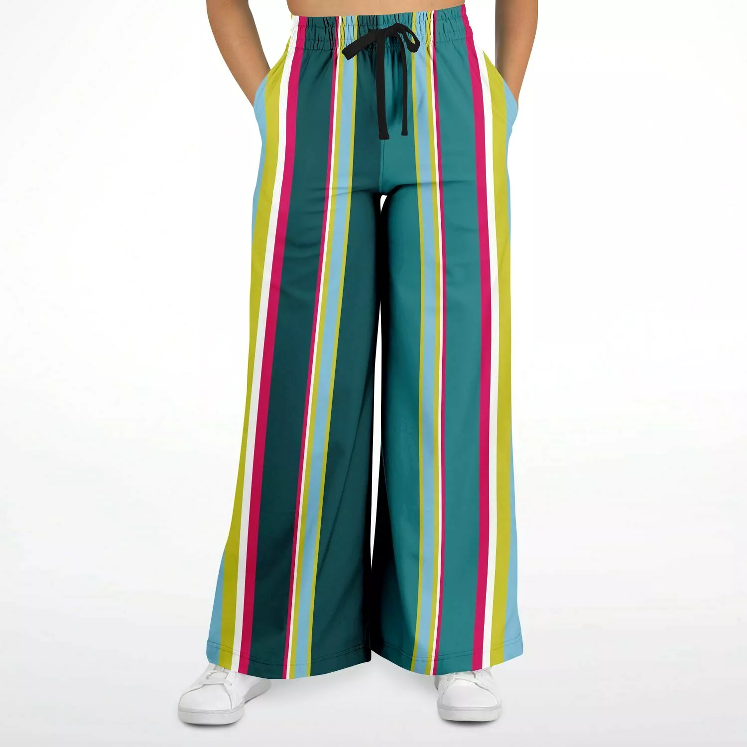 Green Calypso Striped Stretchy Phat Bellbottoms