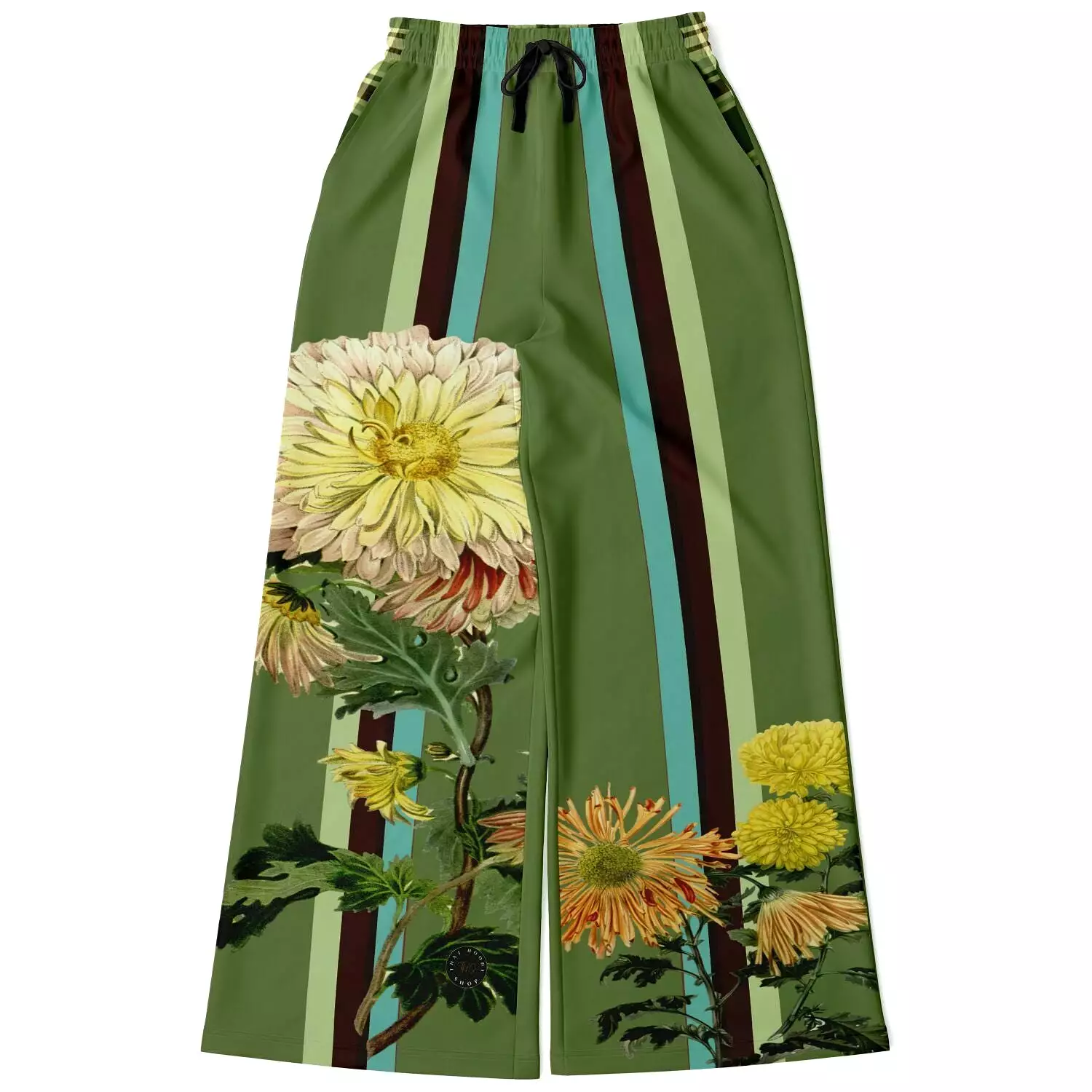 Green Caravan Striped Eco-Poly Stretchy Phat Bellbottoms