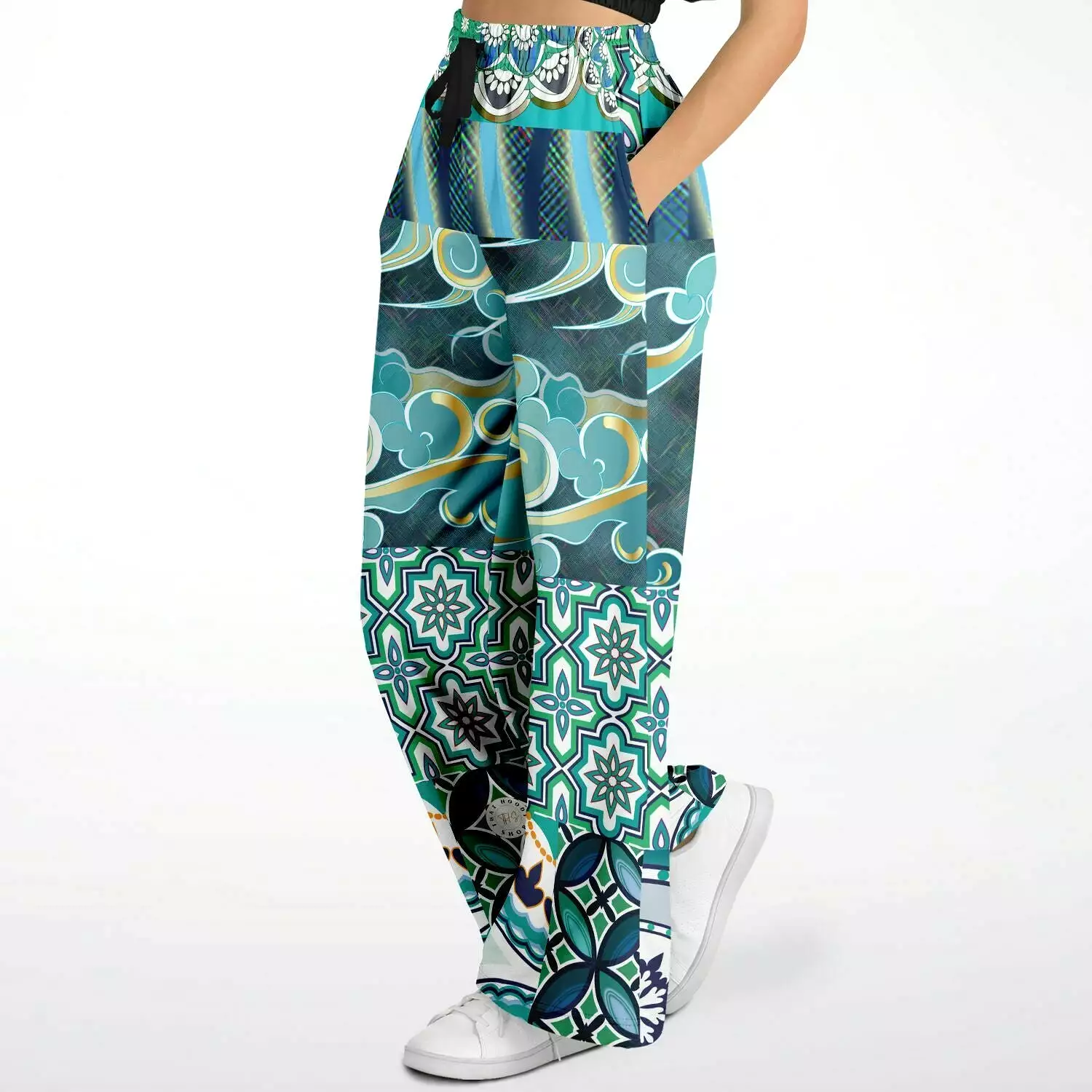 Green Meknes Eco-Poly Stretchy Phat Bellbottoms