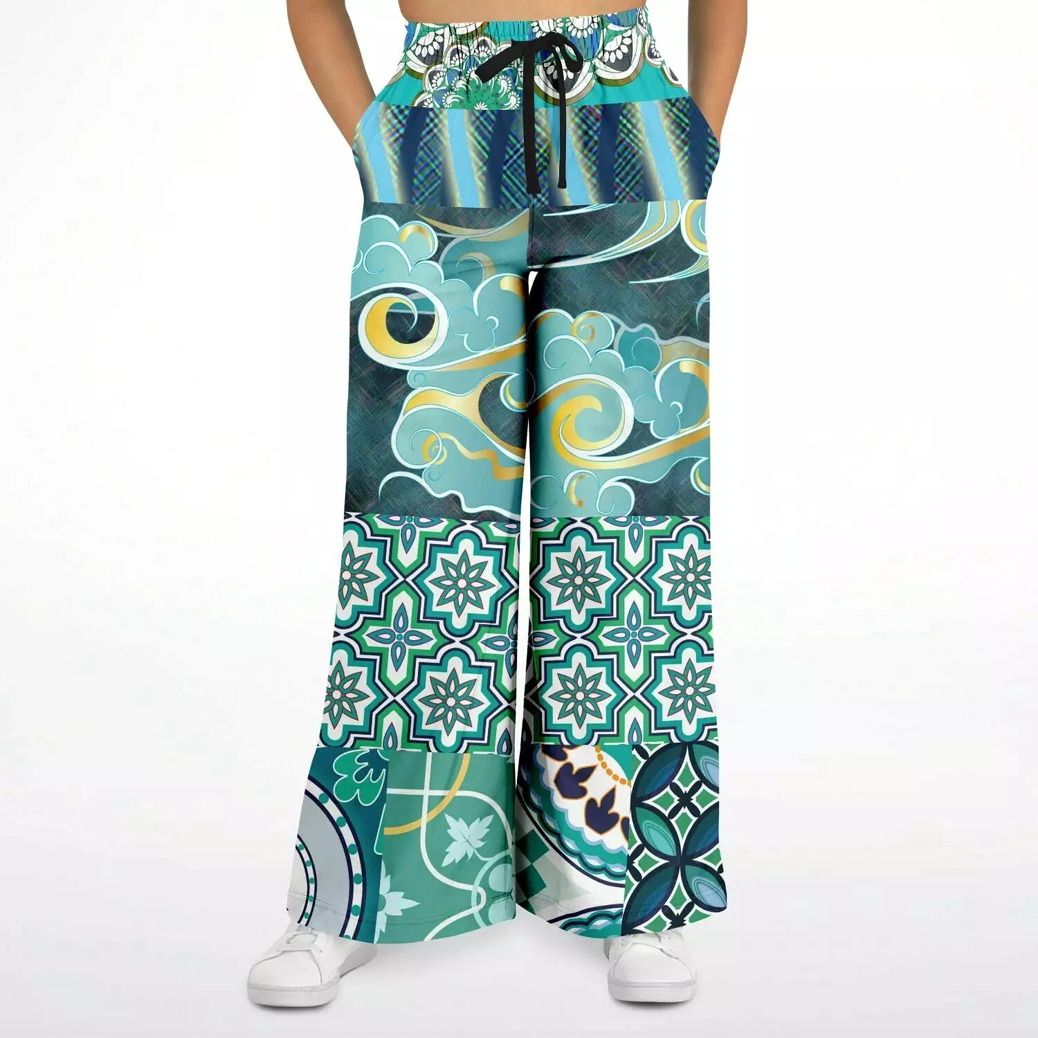 Green Meknes Eco-Poly Stretchy Phat Bellbottoms