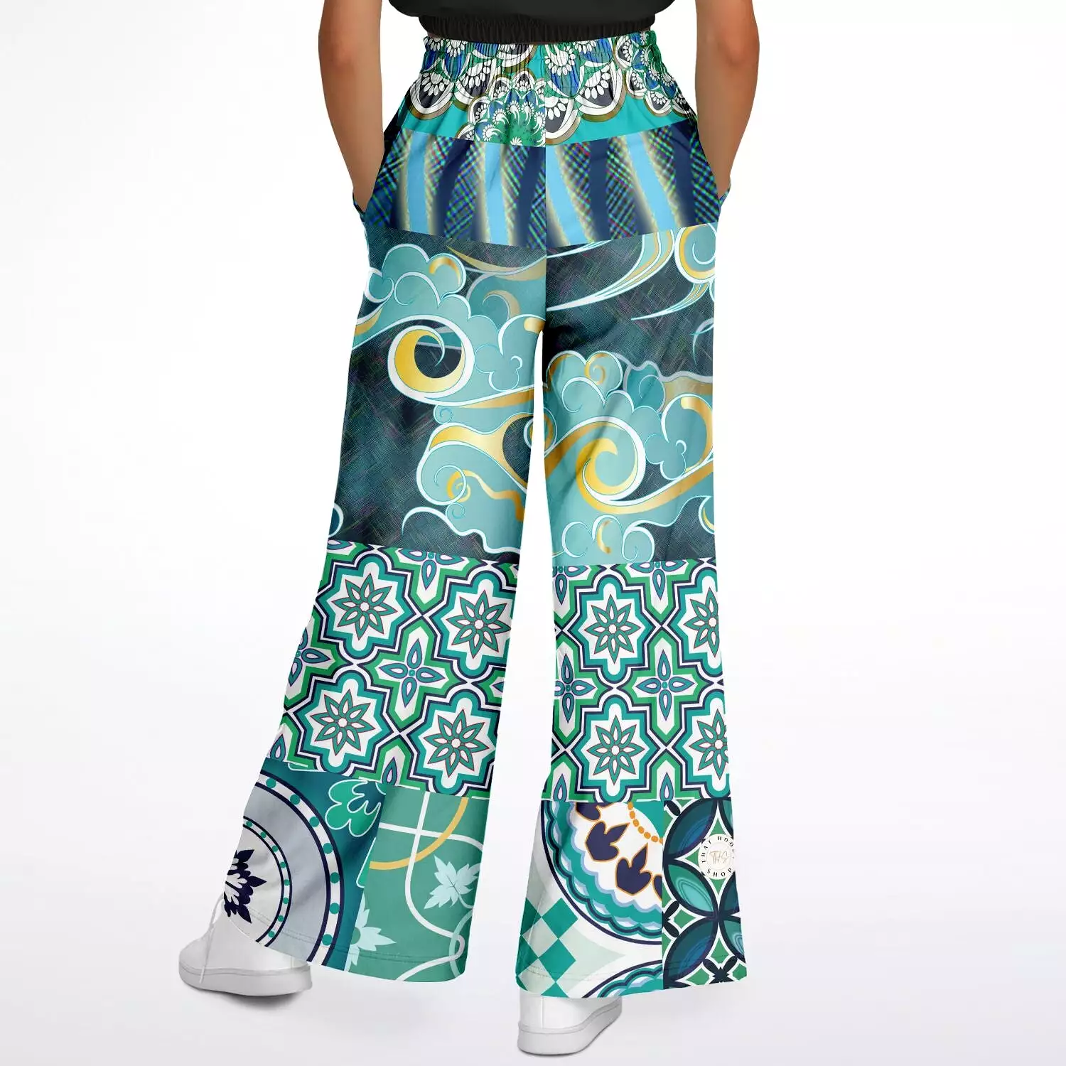 Green Meknes Eco-Poly Stretchy Phat Bellbottoms