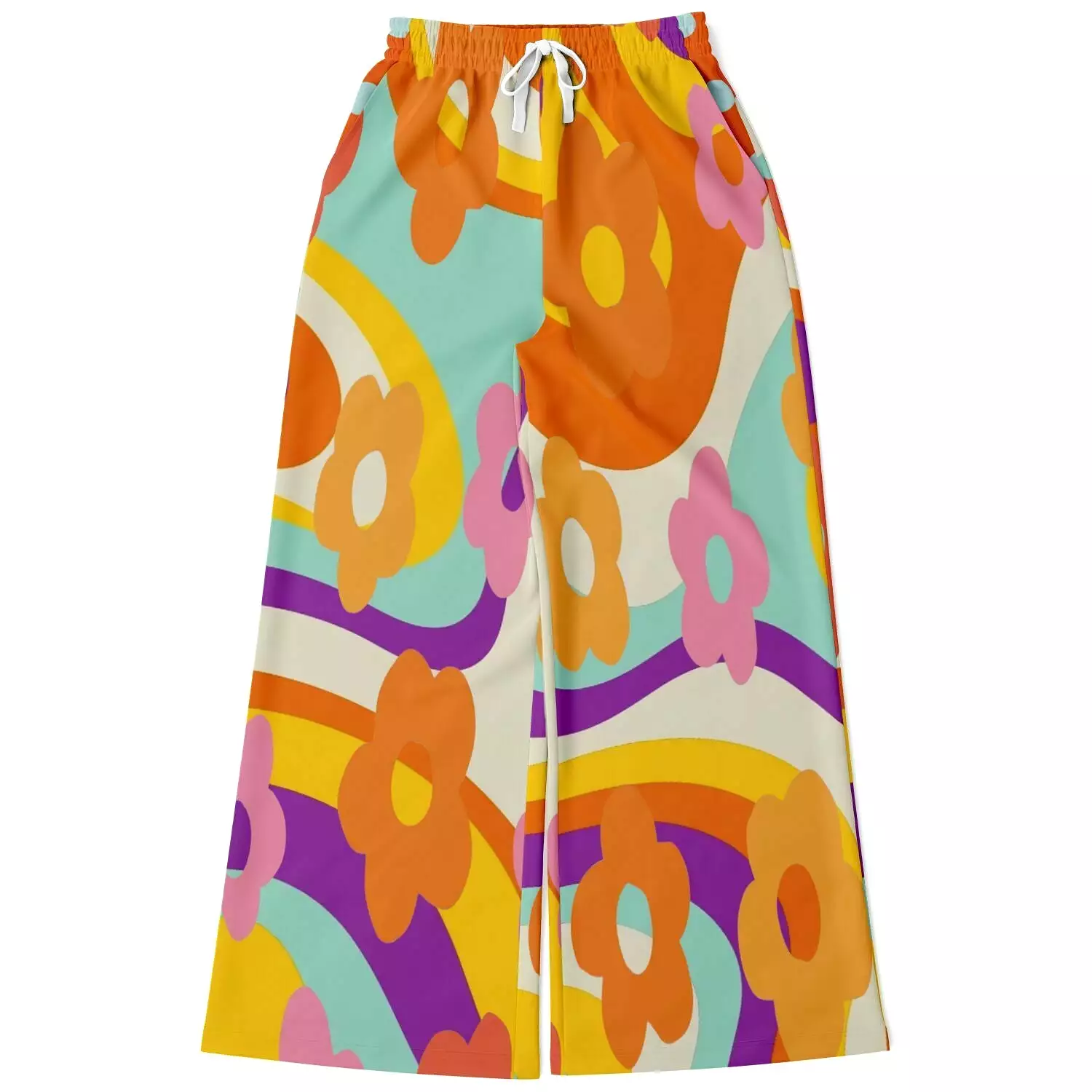 Happy Valley Retro Floral Eco-Poly Stretchy Phat Bellbottoms