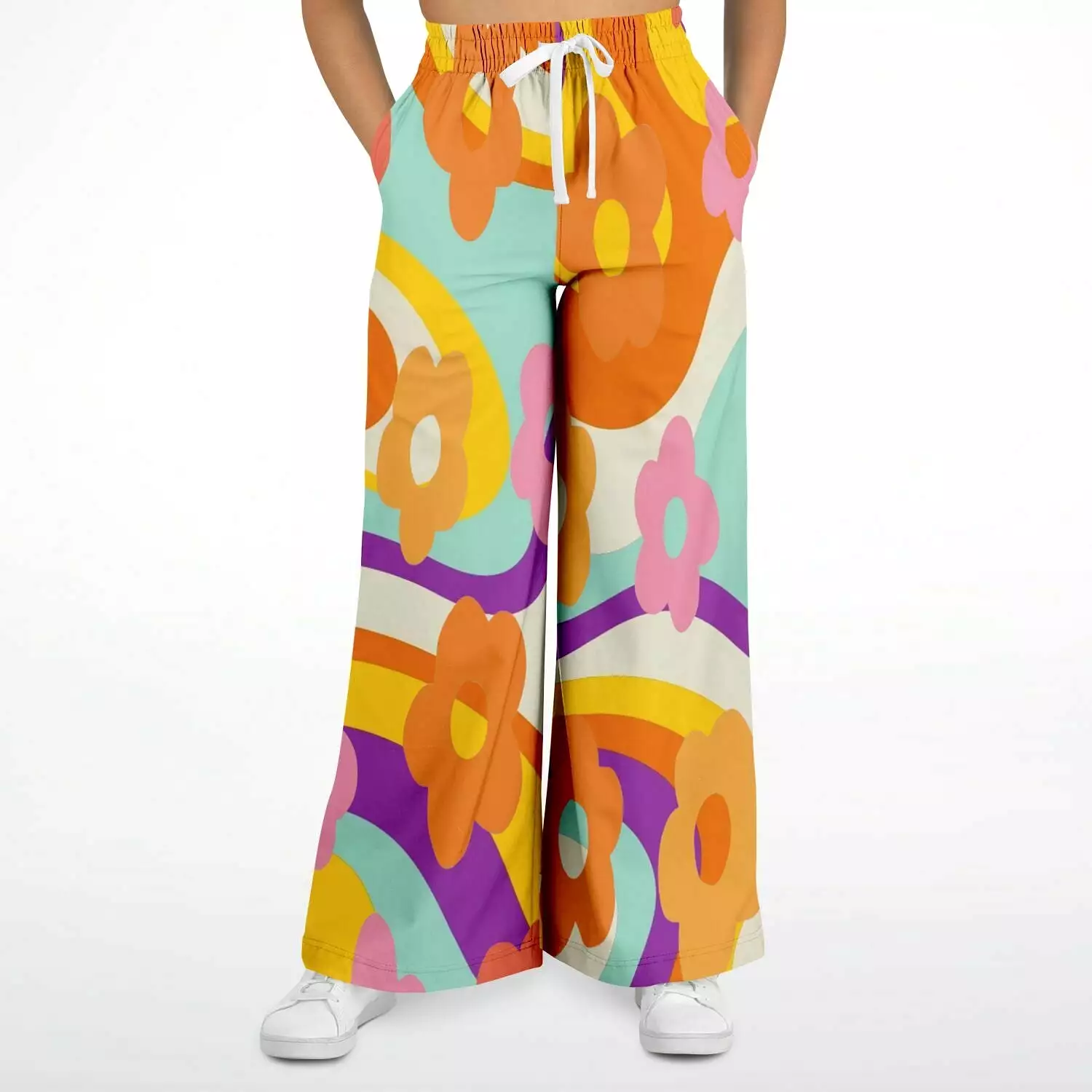 Happy Valley Retro Floral Eco-Poly Stretchy Phat Bellbottoms