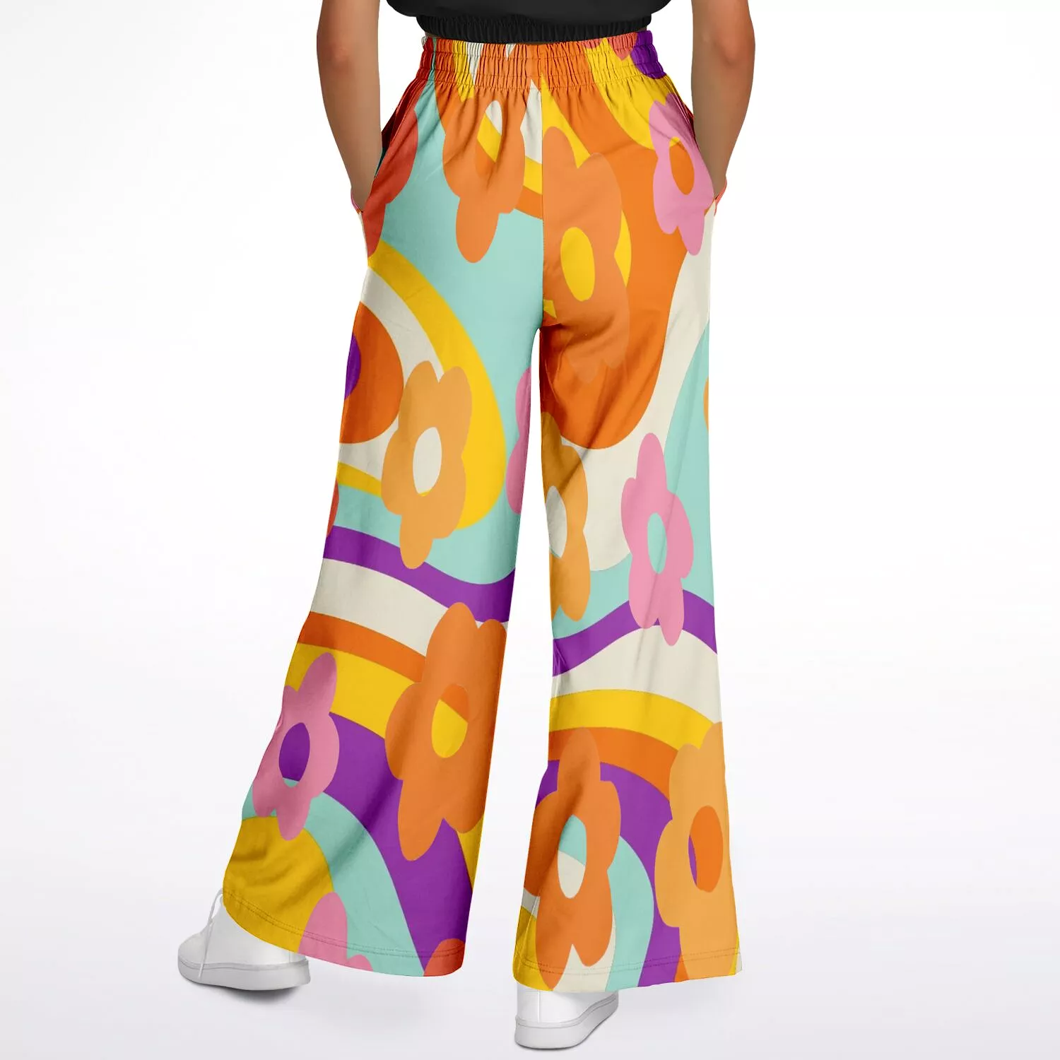 Happy Valley Retro Floral Eco-Poly Stretchy Phat Bellbottoms