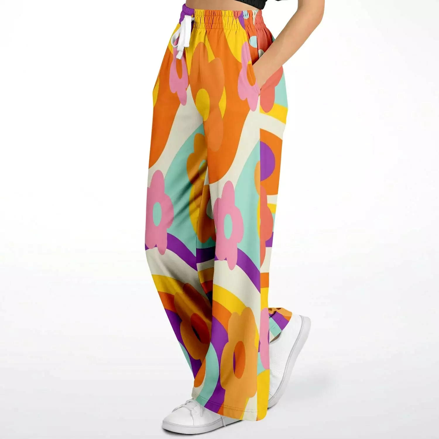 Happy Valley Retro Floral Eco-Poly Stretchy Phat Bellbottoms