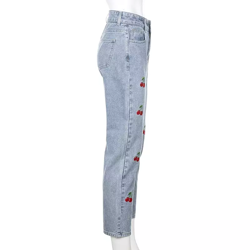 INS SWEET CHERRY EMBROIDERY JEANS BY70195