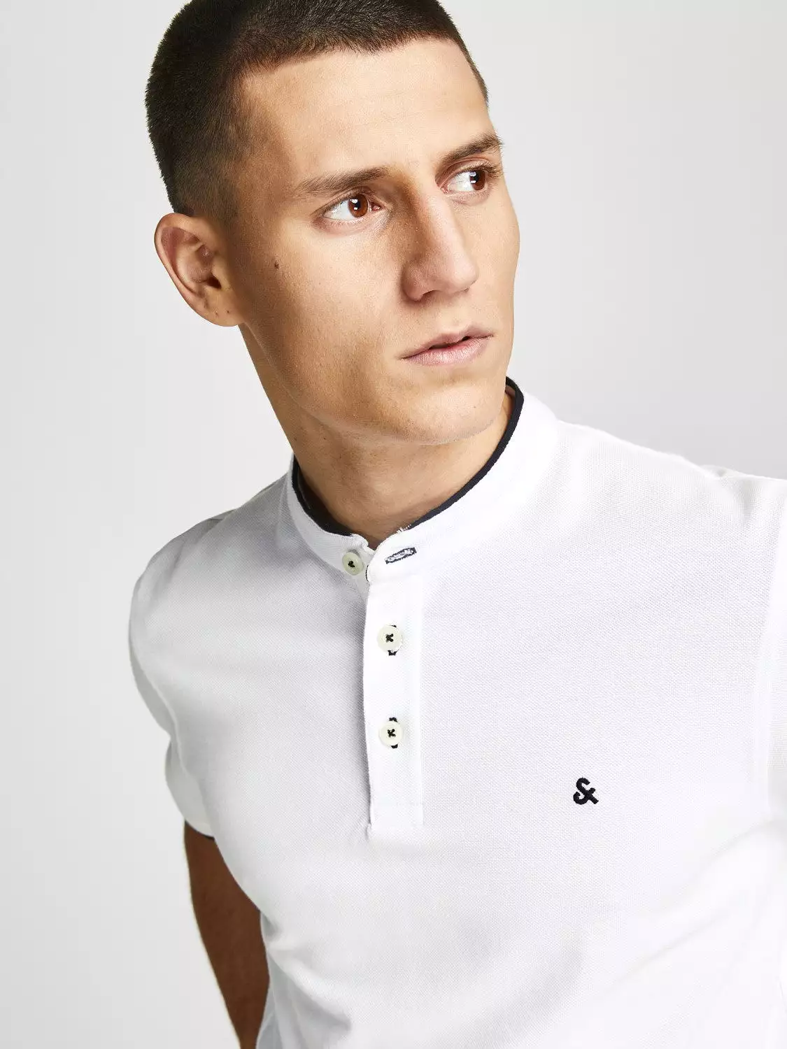 Jack & Jones Mens 'JJ Paulos Mao' Grandad Neck Polo T-Shirt