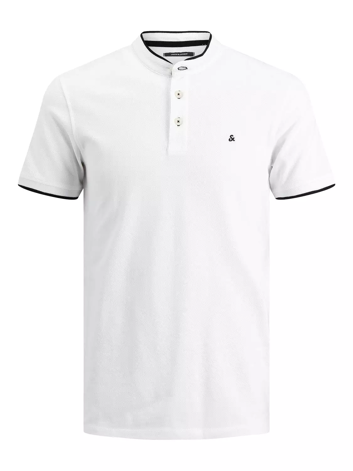 Jack & Jones Mens 'JJ Paulos Mao' Grandad Neck Polo T-Shirt