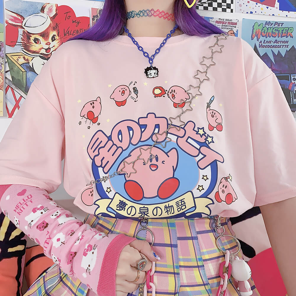 JAPANESE CUTE CARTOON PASTEL PINK T-SHIRT BY07281