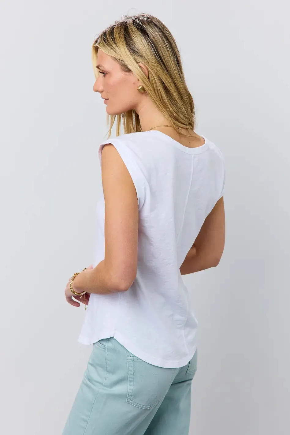 Jaylene Muscle Tee in White - FINAL SALE