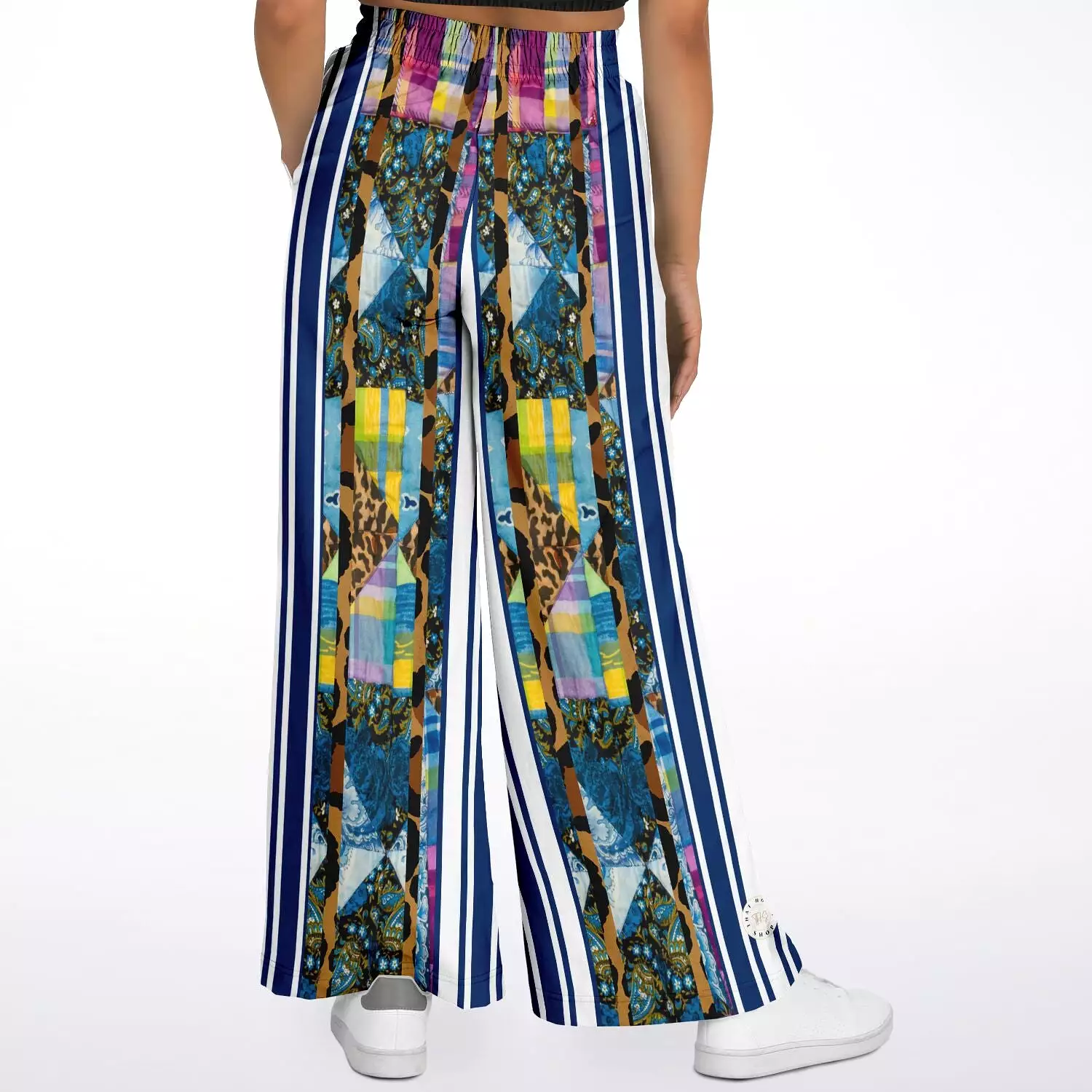 Juxtapose Striped Patchwork Eco-Poly Stretchy Phat Bellbottoms