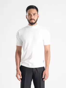 Knit Tee Ribbed Collar - Pure White