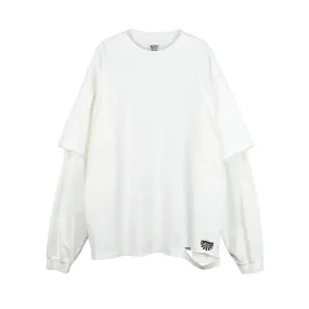 Layered Look LS Tee - White