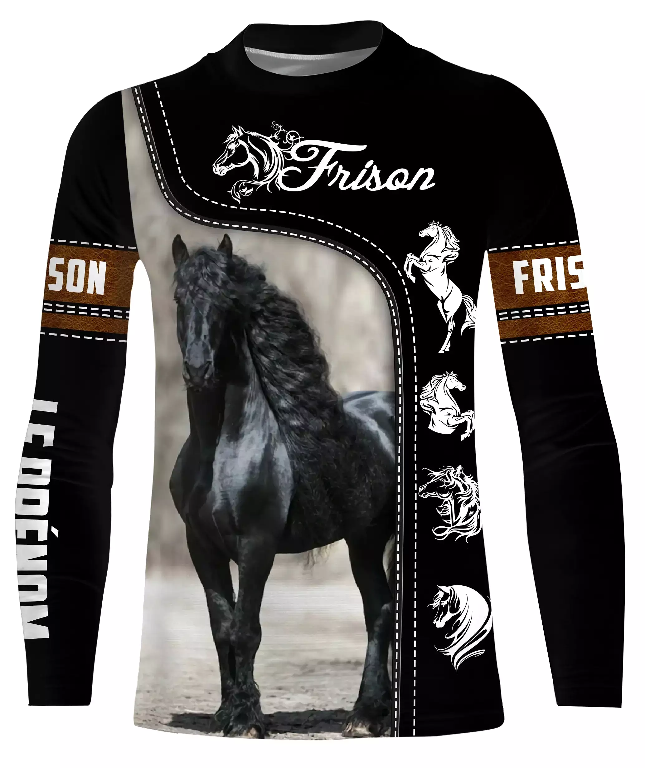 Le Frison, Race de Chevaux de Selle Pays-Bas, Amoureux des Chevaux, Chevaux Passion, 3D All-Over Tee Shirt Personnalisé, Cadeau 