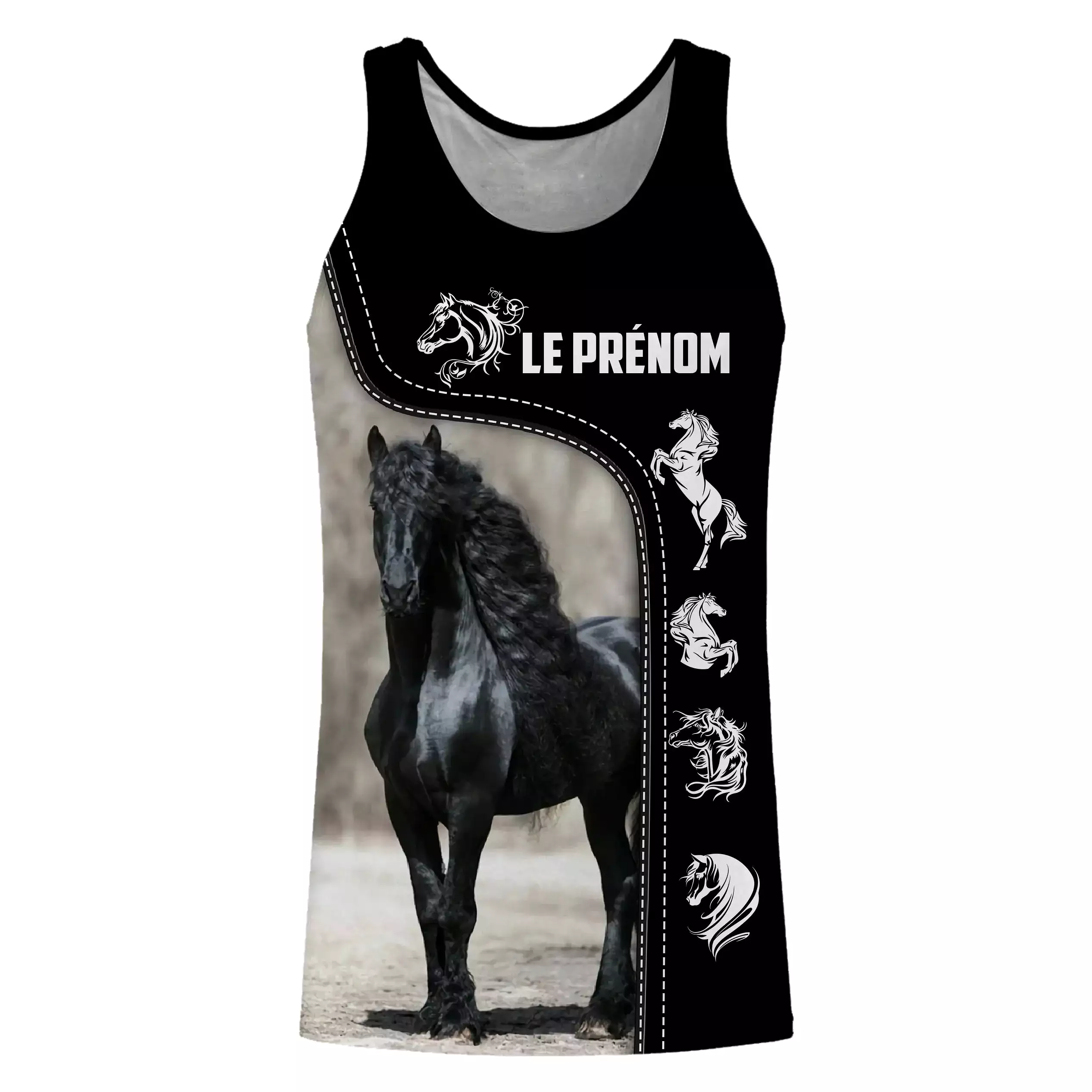 Le Frison, Race de Chevaux de Selle Pays-Bas, Amoureux des Chevaux, Chevaux Passion, 3D All-Over Tee Shirt Personnalisé, Cadeau 