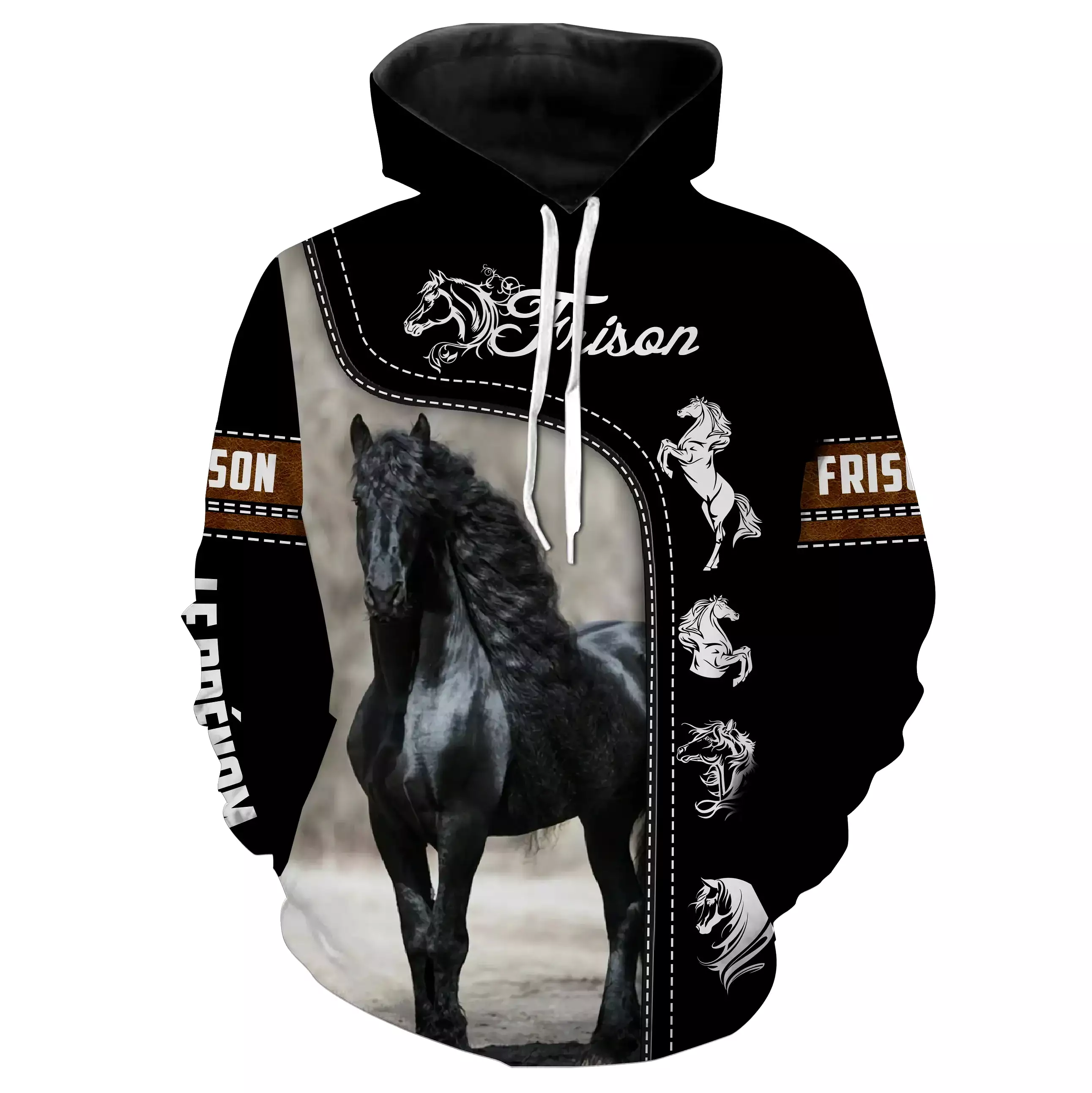 Le Frison, Race de Chevaux de Selle Pays-Bas, Amoureux des Chevaux, Chevaux Passion, 3D All-Over Tee Shirt Personnalisé, Cadeau 