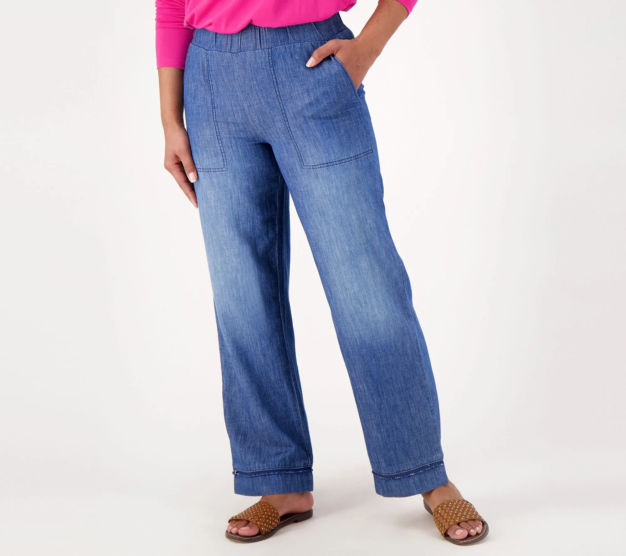 LOGO by Lori Goldstein Petite Pull-On Denim Pants