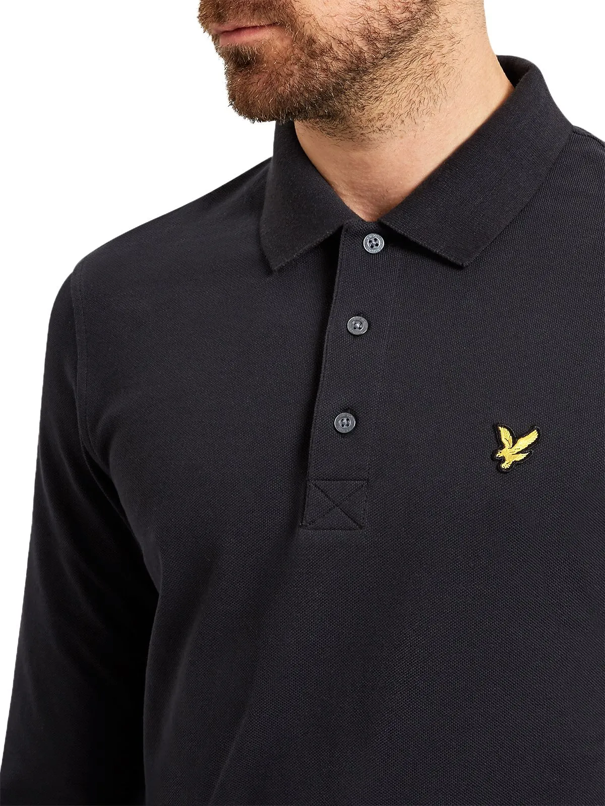 Lyle & Scott Long Sleeve Raised Rib Polo Shirt True Black