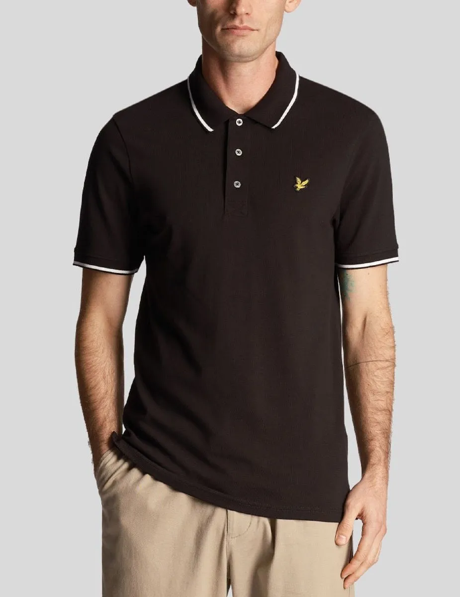 Lyle & Scott Tipped Short Sleeve Polo Shirt Jet Black/White