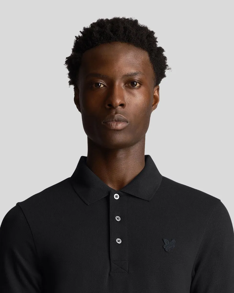 Lyle & Scott Tonal Eagle Short Sleeve Polo Shirt Jet Black