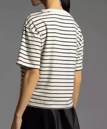 Mallory Tee - Black/White Riviera Stripe