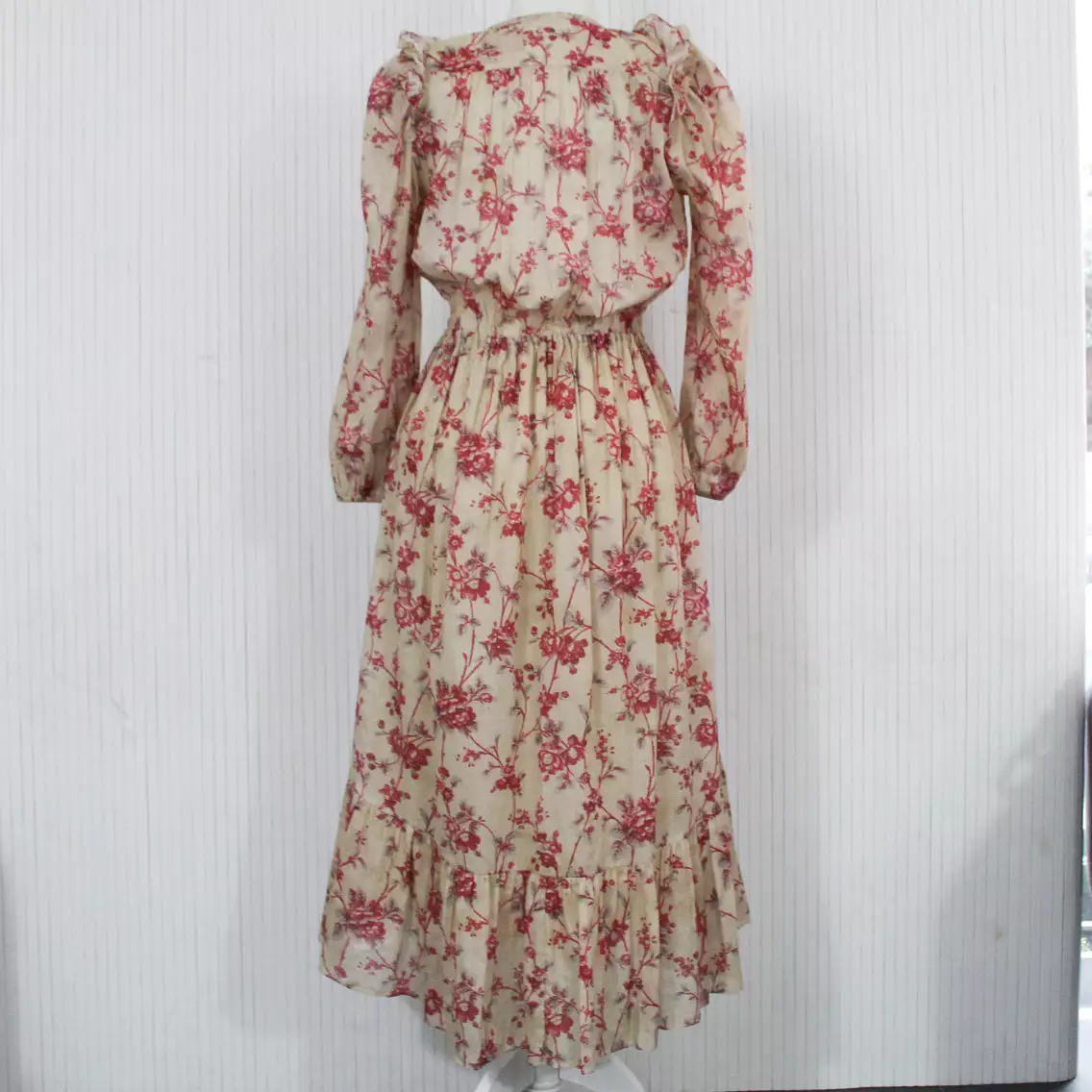 Masscob Brand New 540 Plaster & Pink Floral Lawn Cotton Maxi Dress S