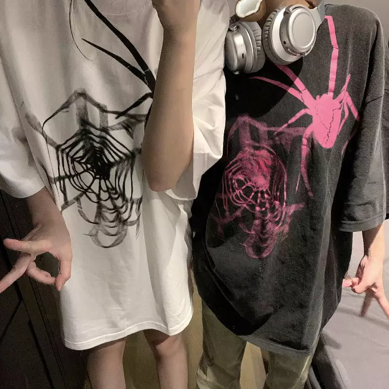 Matching Spider Pink & White Tee Tshirt  - Kimi