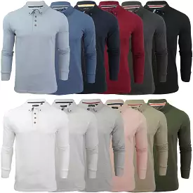 Mens Polo T-Shirt by Brave Soul 'Lincoln' Pique Long Sleeved