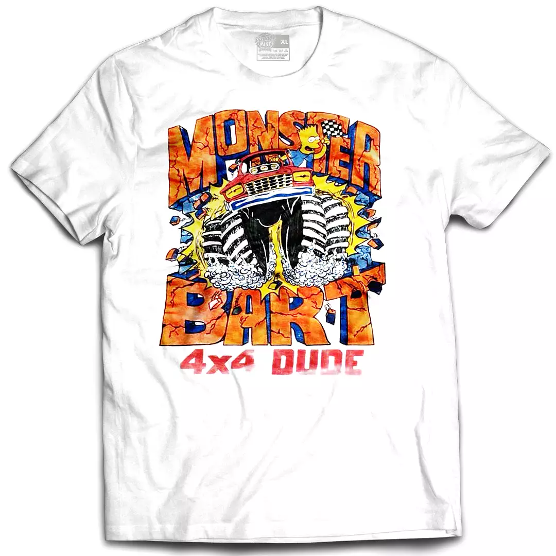 Monster 4X4 Bart Vintage Mint White Tee