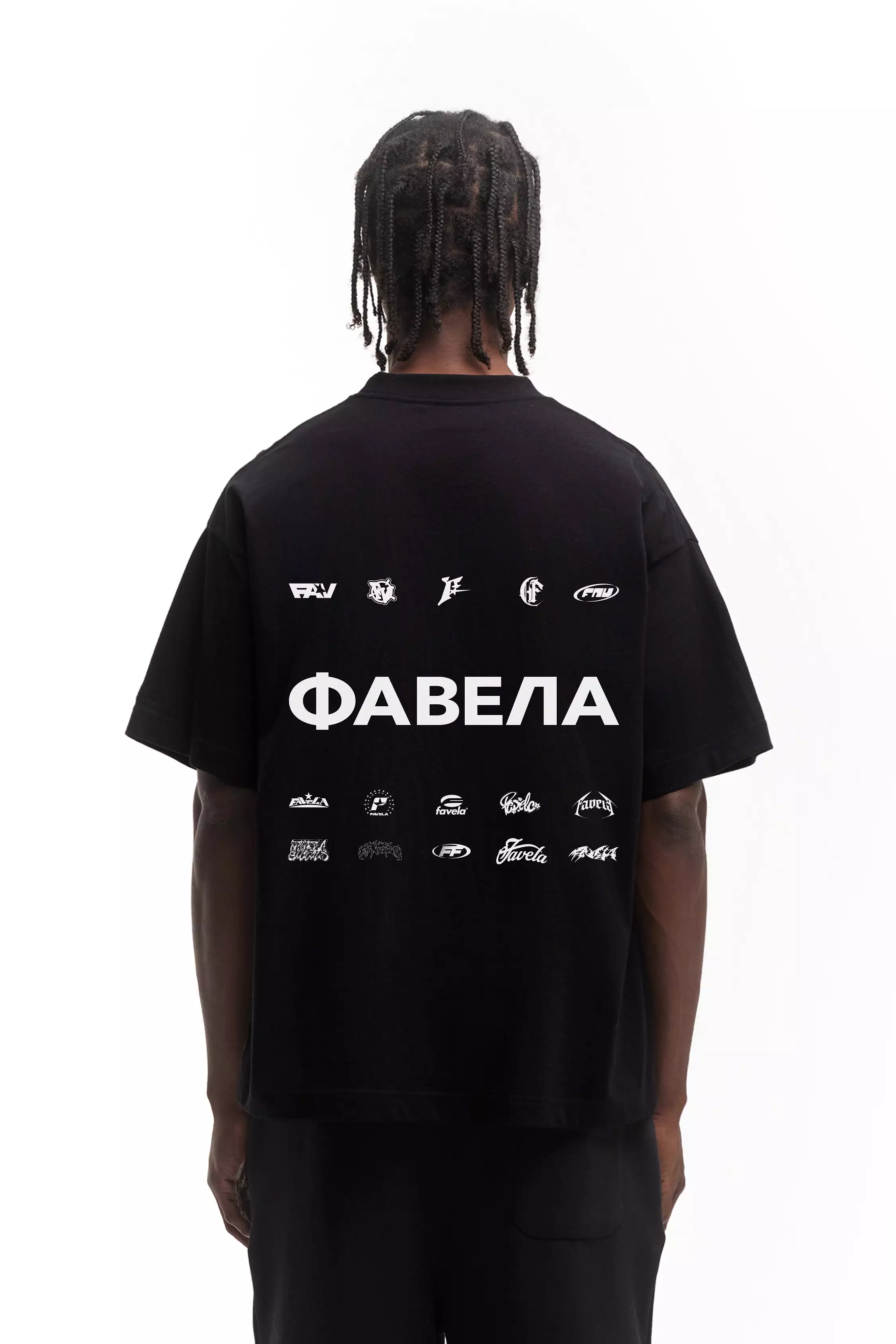 MULTILOGO CYRILLIC BLACK T-SHIRT