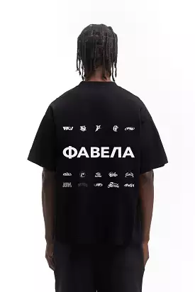 MULTILOGO CYRILLIC BLACK T-SHIRT