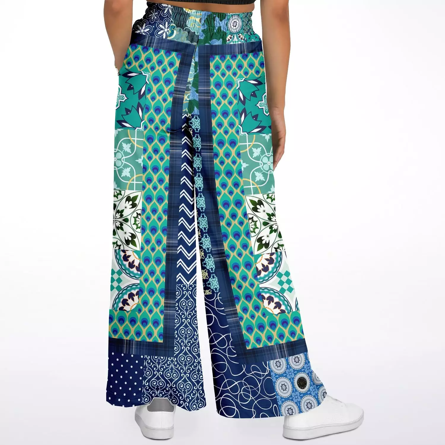 Mykonos Floral Tile Eco-Poly Stretchy Phat Bellbottoms