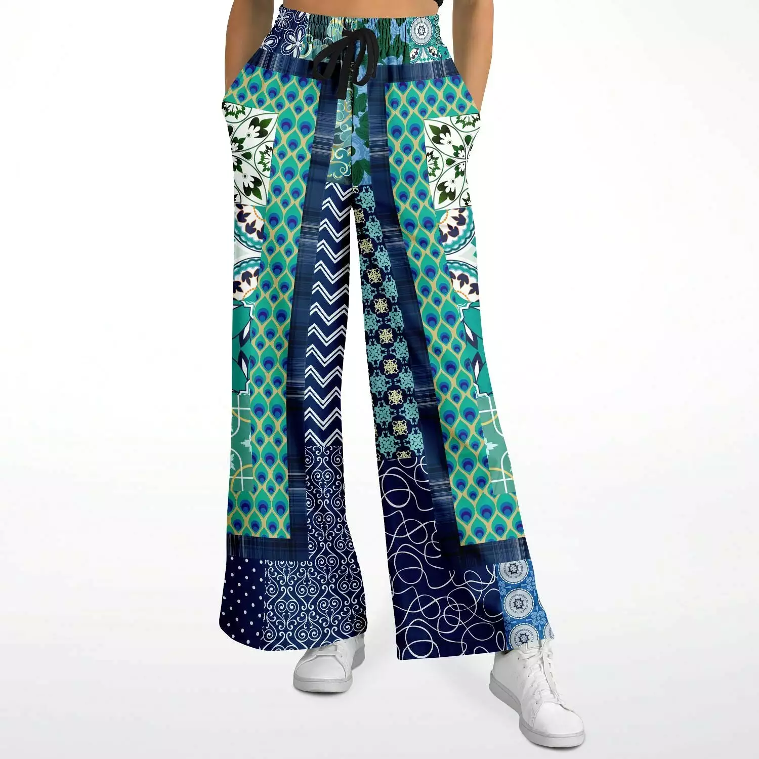 Mykonos Floral Tile Eco-Poly Stretchy Phat Bellbottoms