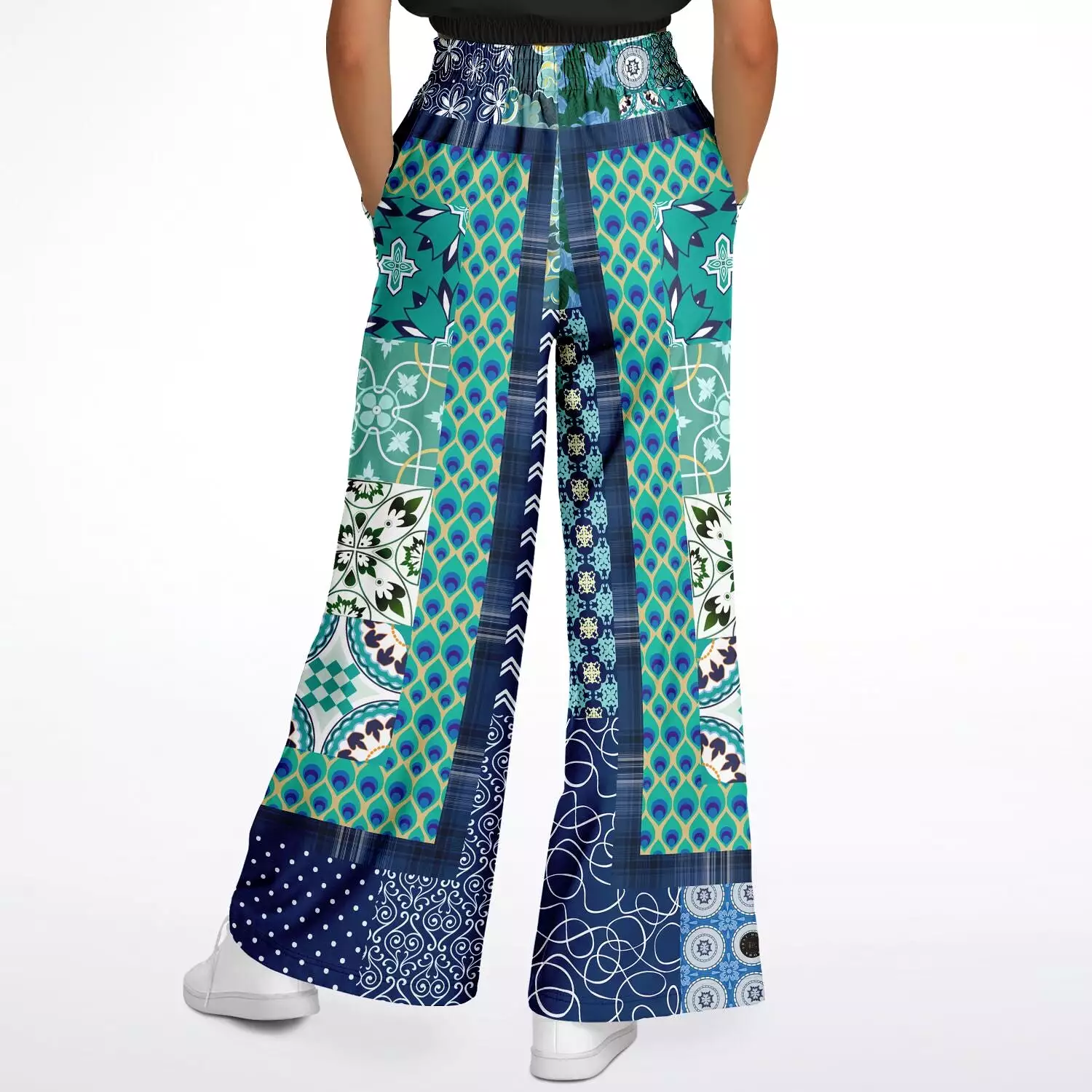 Mykonos Floral Tile Eco-Poly Stretchy Phat Bellbottoms