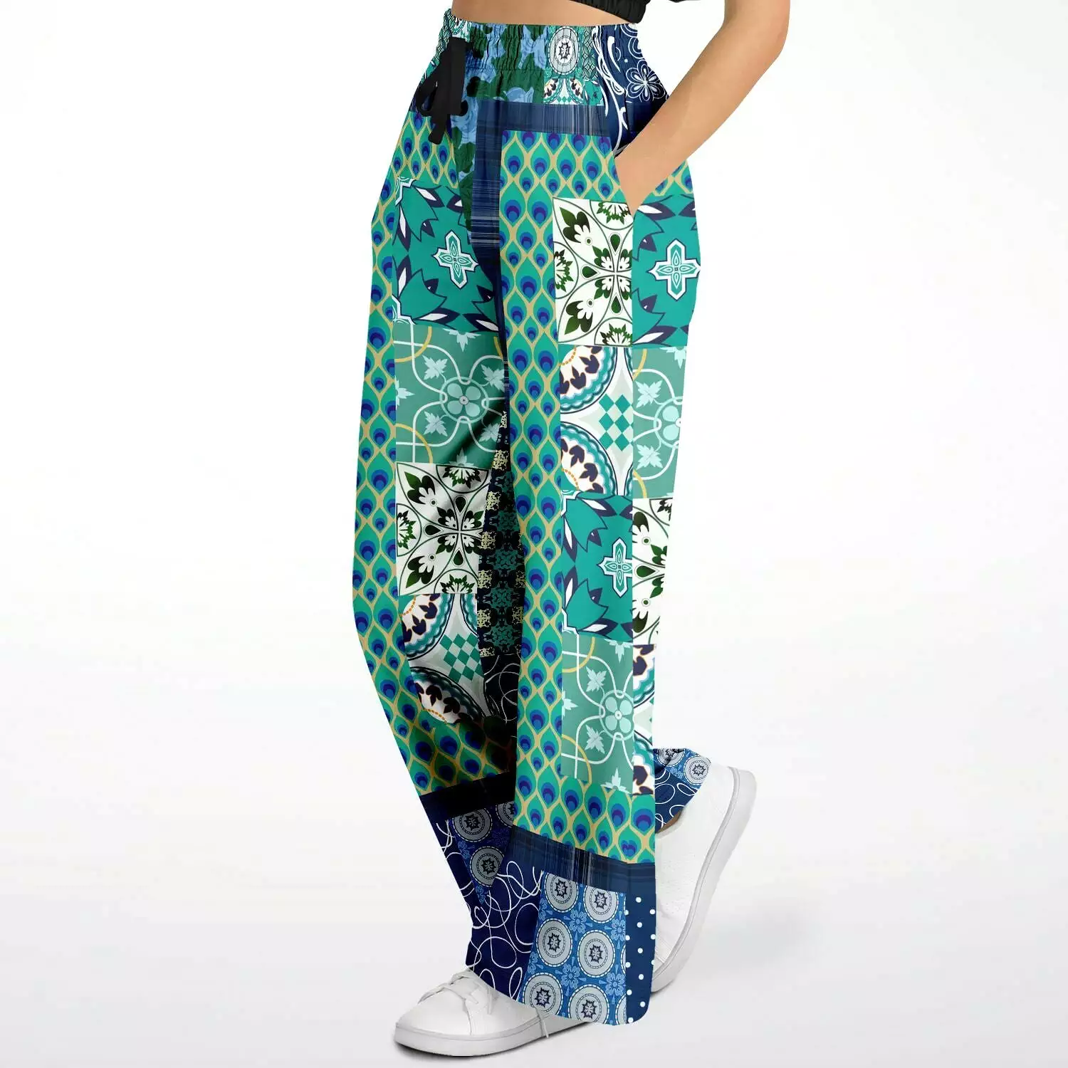 Mykonos Floral Tile Eco-Poly Stretchy Phat Bellbottoms