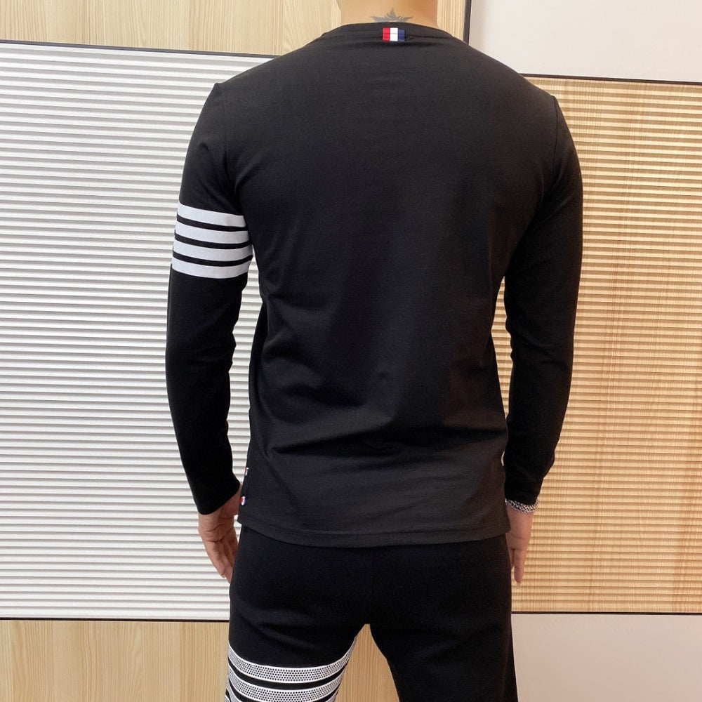 new High Quality Korean Style Black Fashion Striped Tops t-shirt