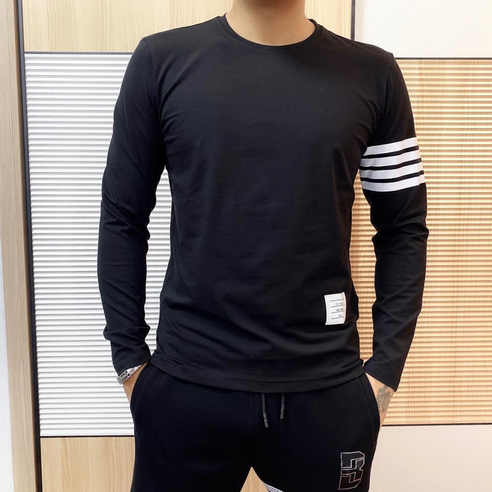 new High Quality Korean Style Black Fashion Striped Tops t-shirt