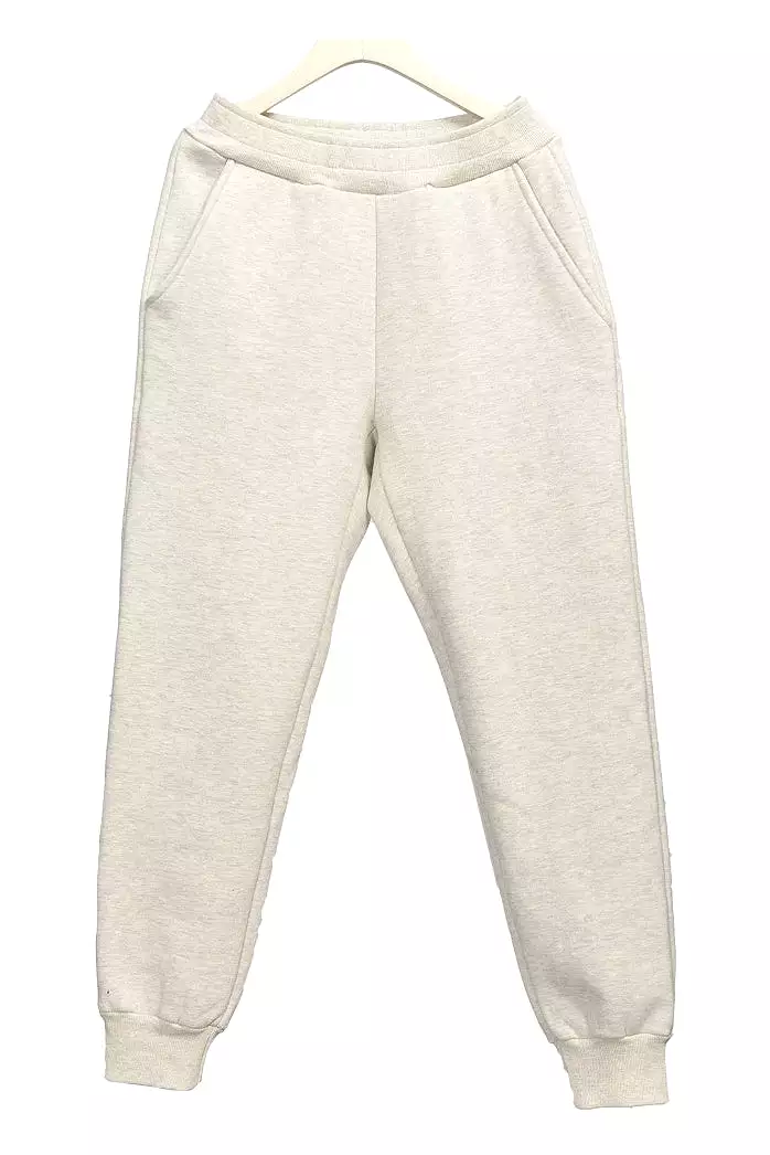 Oatmeal Gray Mens Jogger Pants Washed Napping Plain Casual Athletic