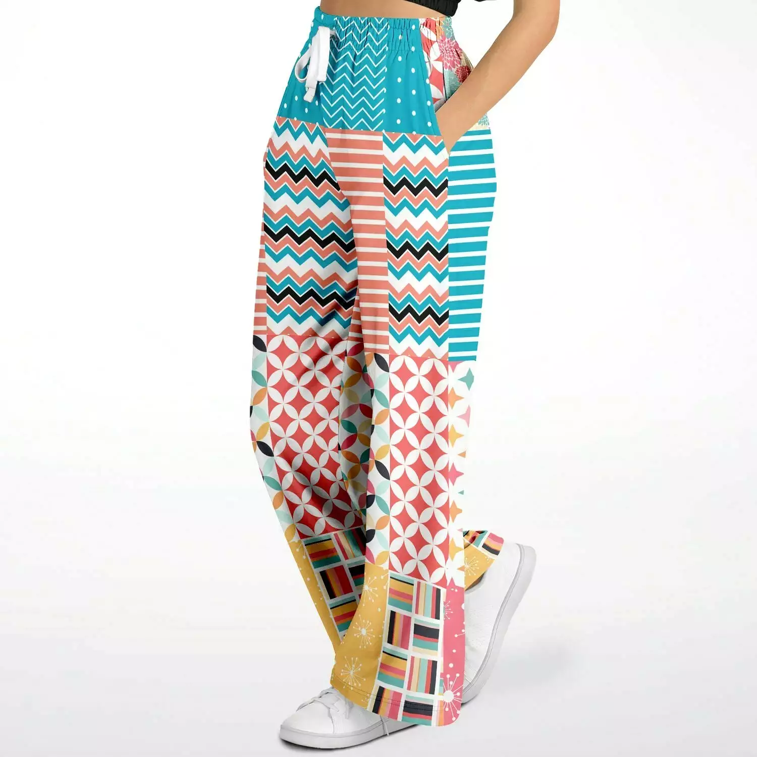 Old Miami SW Retro Geo Eco-Poly Stretchy Phat Bellbottoms