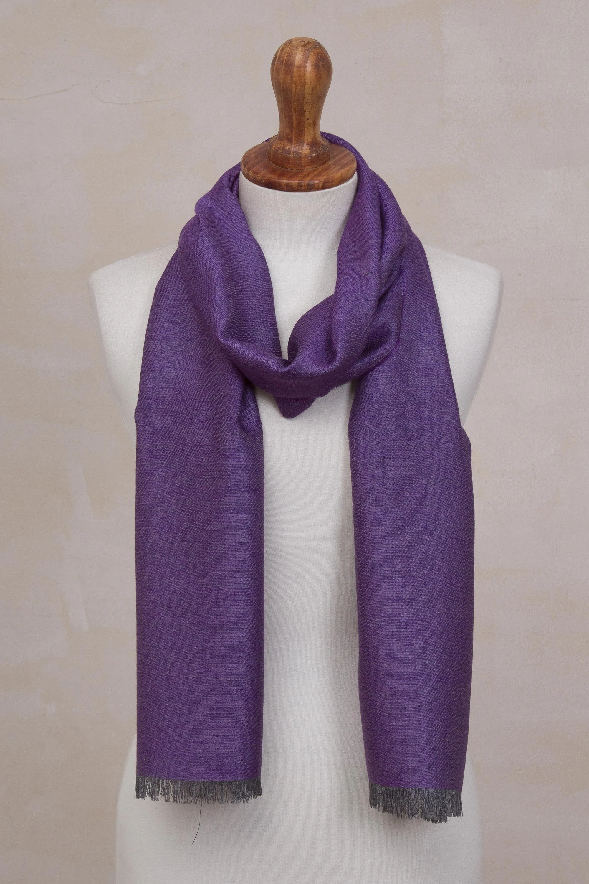 Options in Plum Alpaca and Silk Blend Scarf