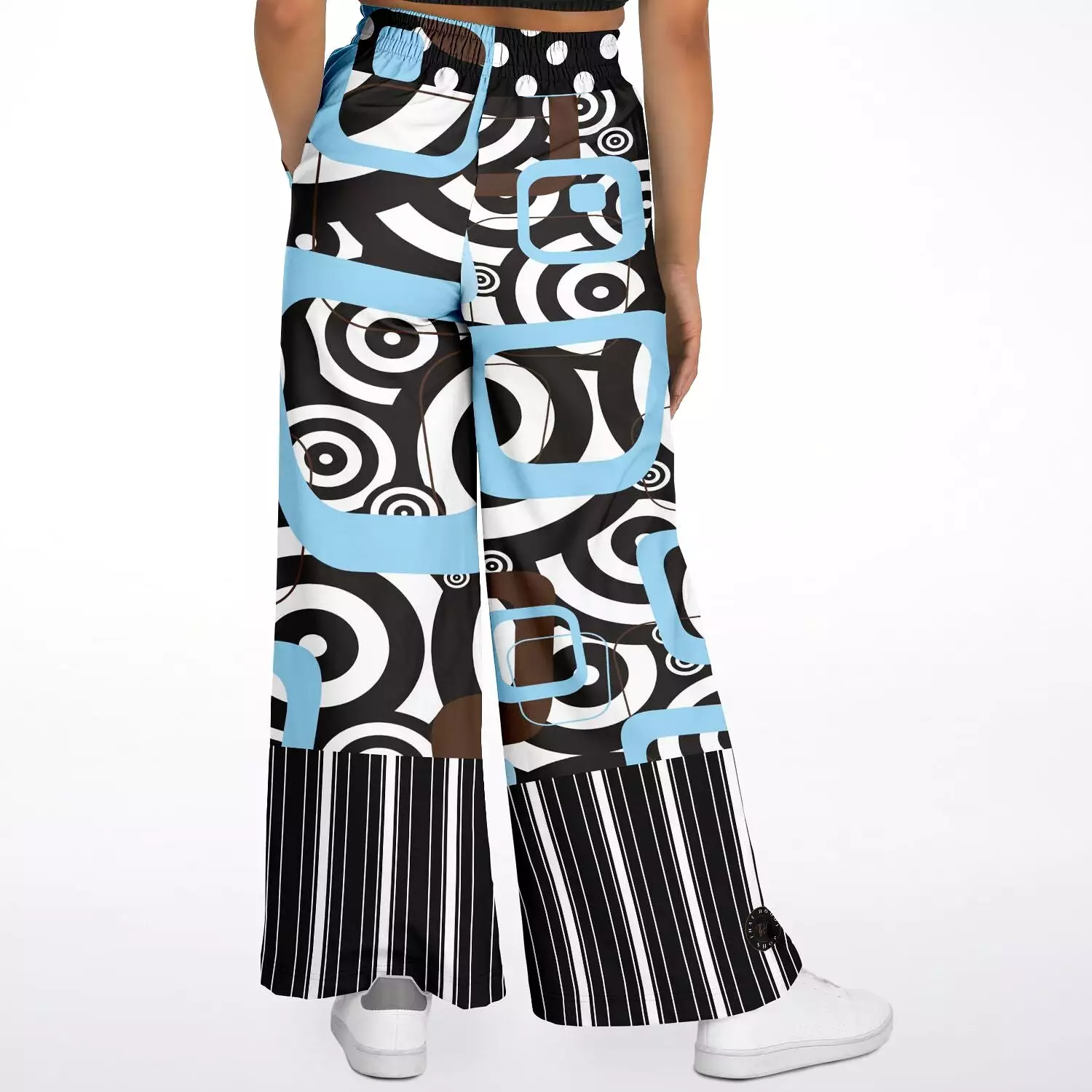 Pacific Palisades Retro Print Eco-Poly Stretchy Phat Bellbottoms