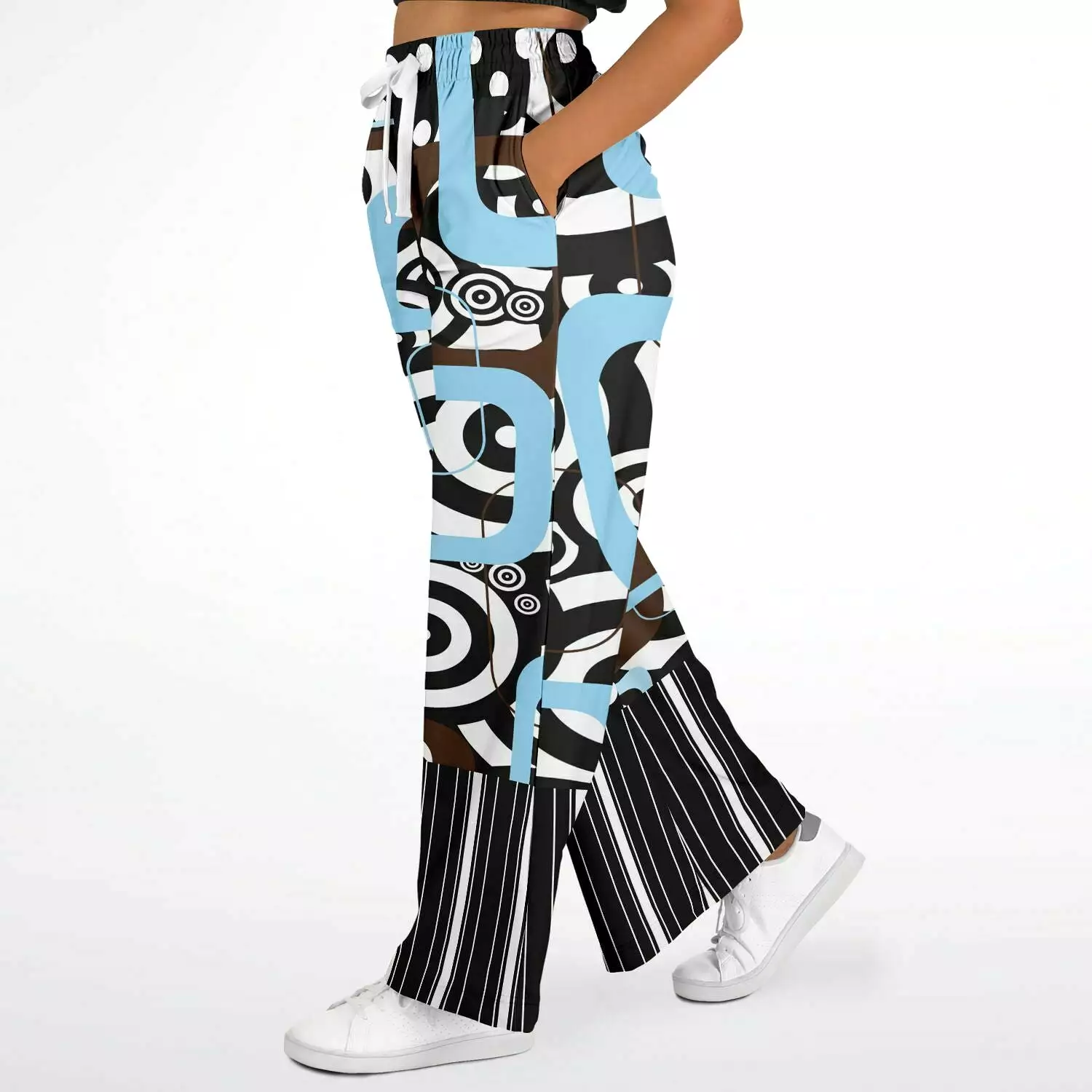 Pacific Palisades Retro Print Eco-Poly Stretchy Phat Bellbottoms