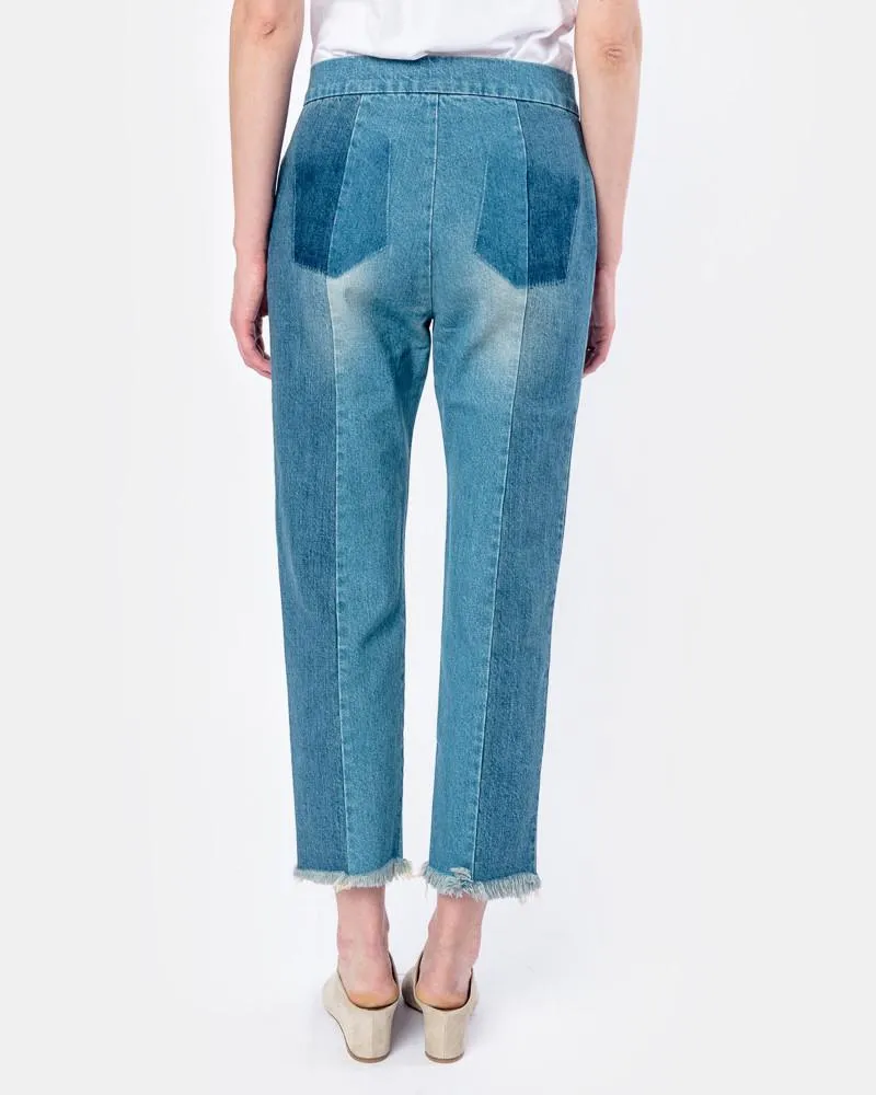 Panelled Denim Pants in Denim