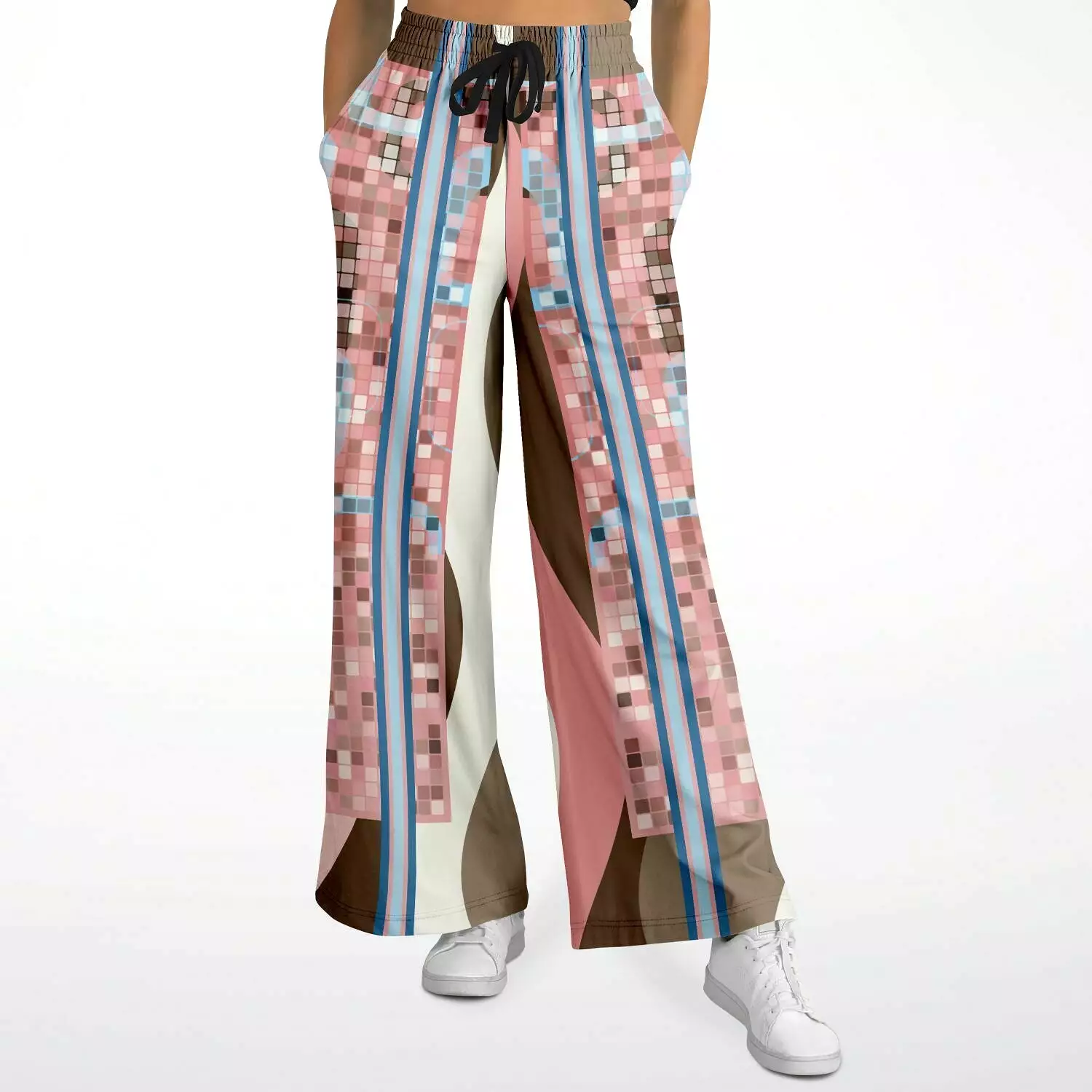 Pink Geo Holy Mosaic Eco-Poly Stretchy Phat Bellbottoms