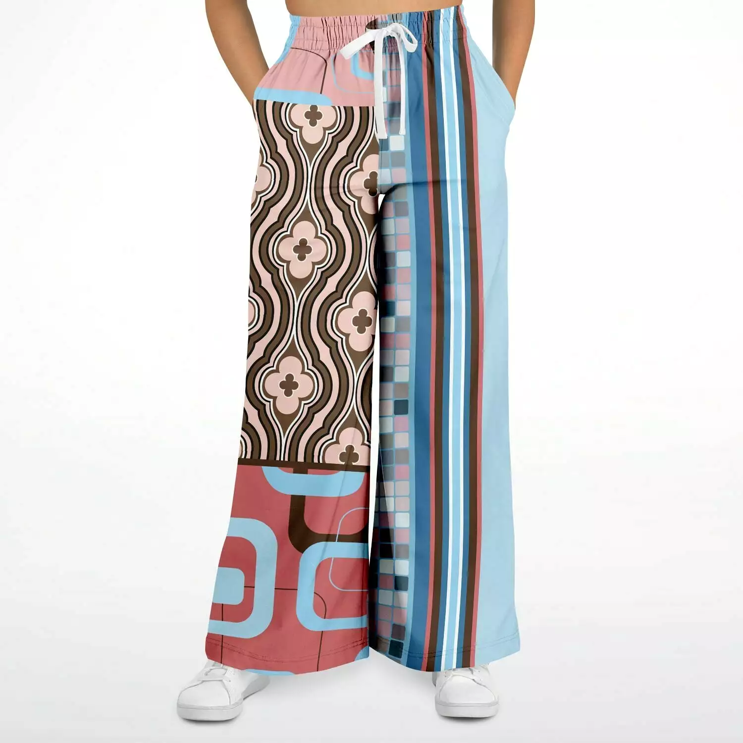 Pink Geo Retro SW Patchwork Stretchy Phat Bellbottoms