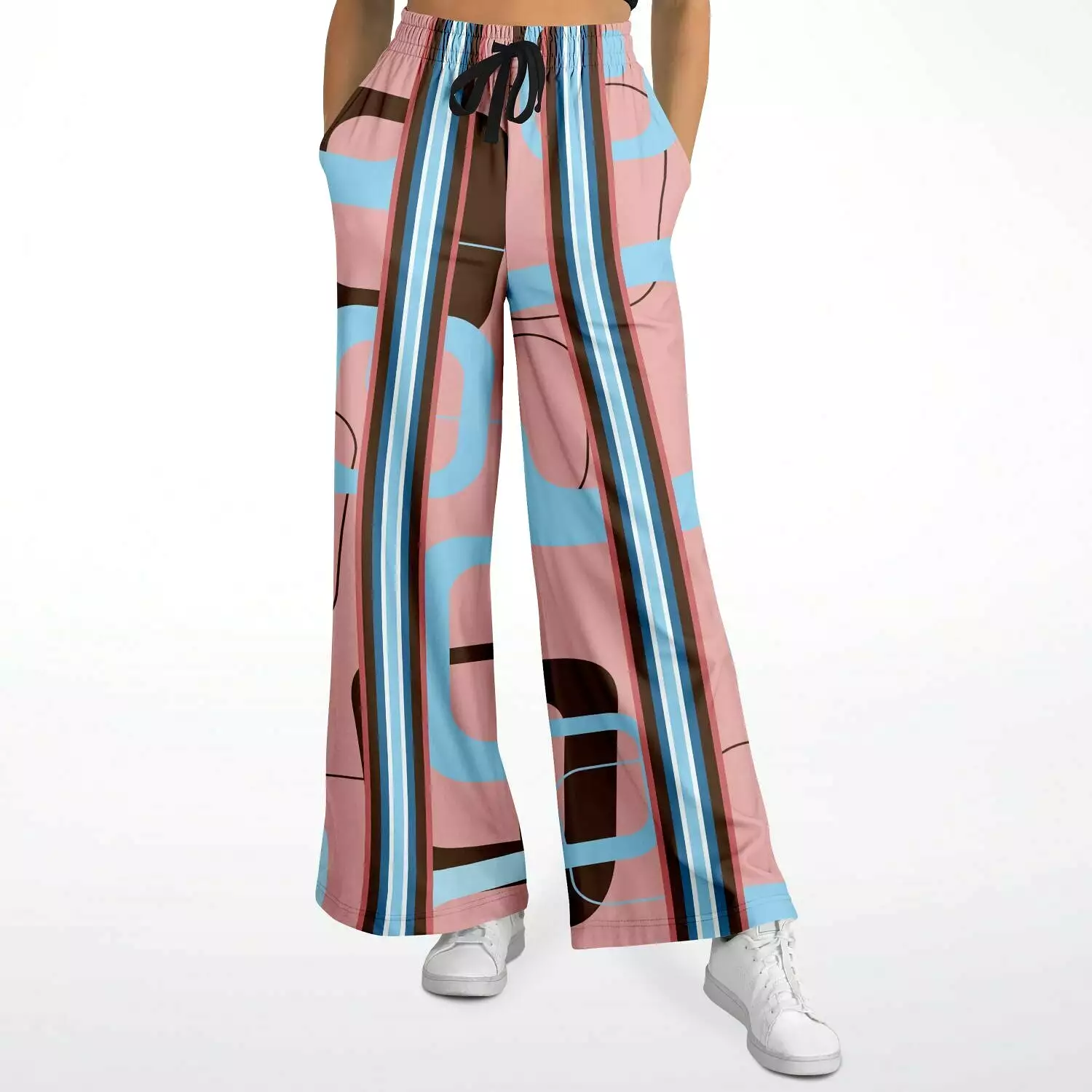 Pink Geo Striped Gallagher SW Stretchy Phat Bellbottoms