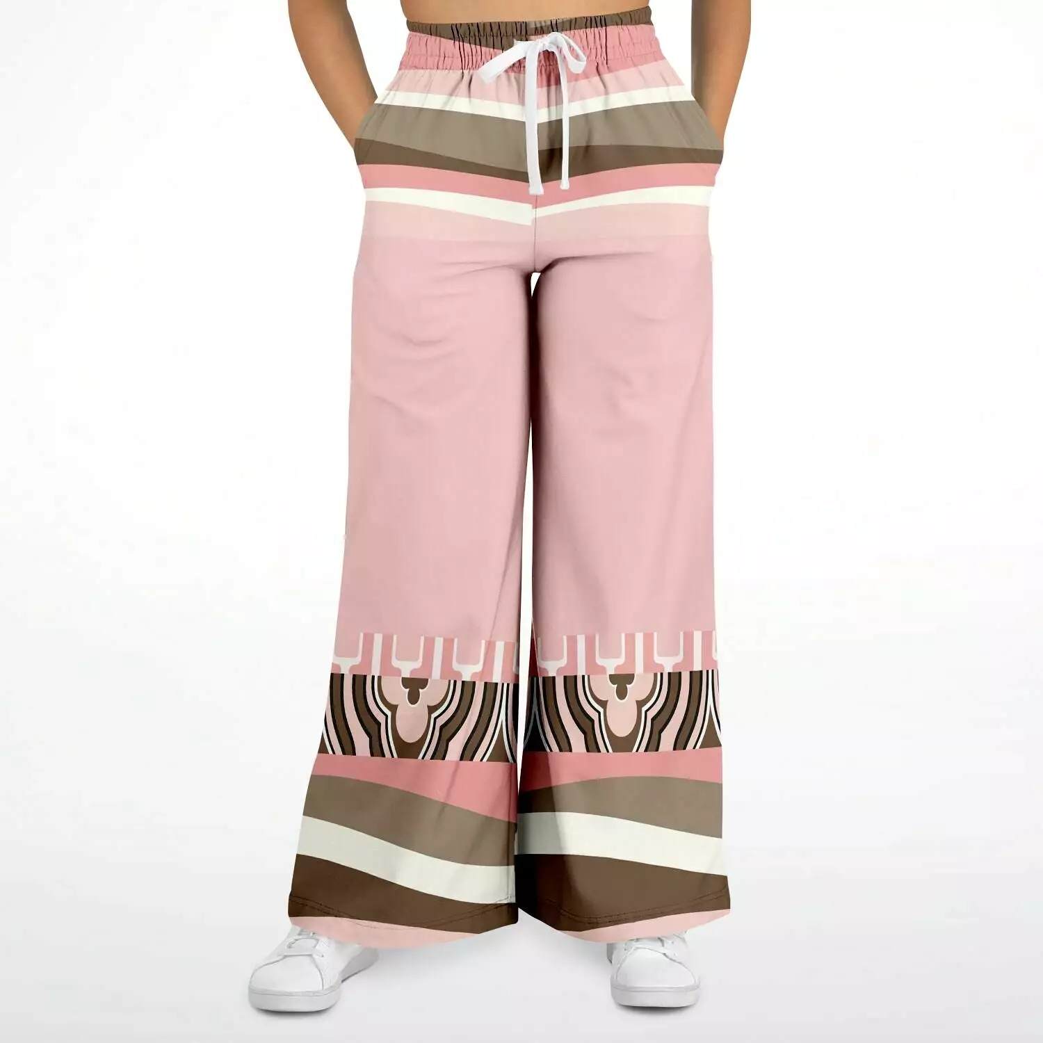 Pink Geo Zebra Eco-Poly Stretchy Phat Bellbottoms