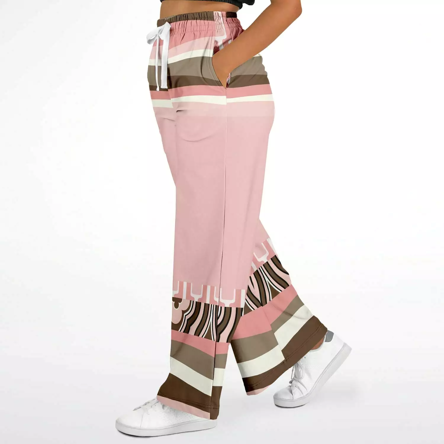 Pink Geo Zebra Eco-Poly Stretchy Phat Bellbottoms